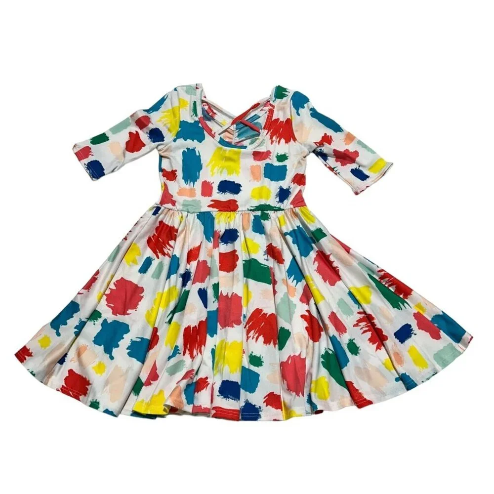 Dot Dot Smile Girl’s Size 3/4‎ Colorful Paint Swatch Ballerina Twirl Dress NWT